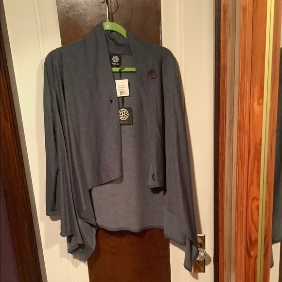 Blue single button long sleeved sweater - Picture 2 of 2